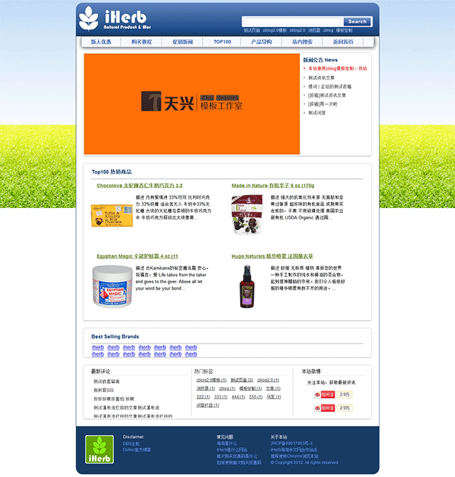天兴工作室zblog模板案例 iherd营养保健品网站