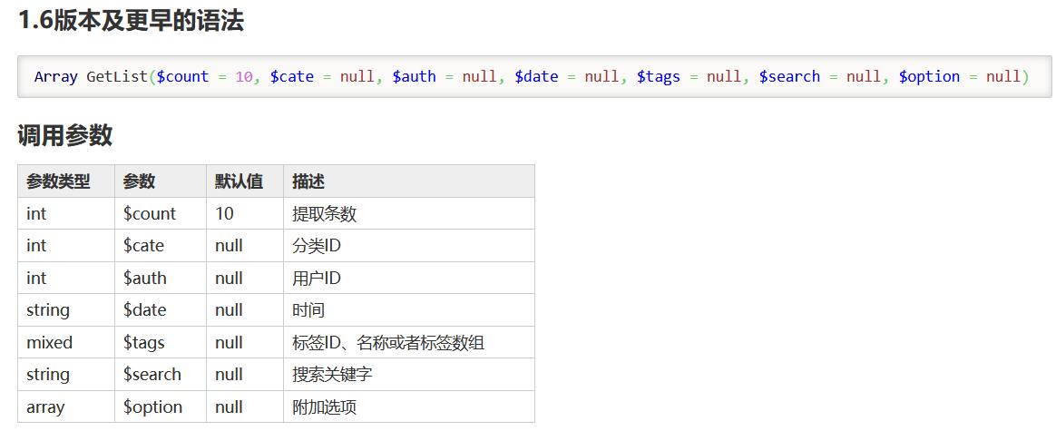 zblog新版GetList函数的参数说明和使用方法